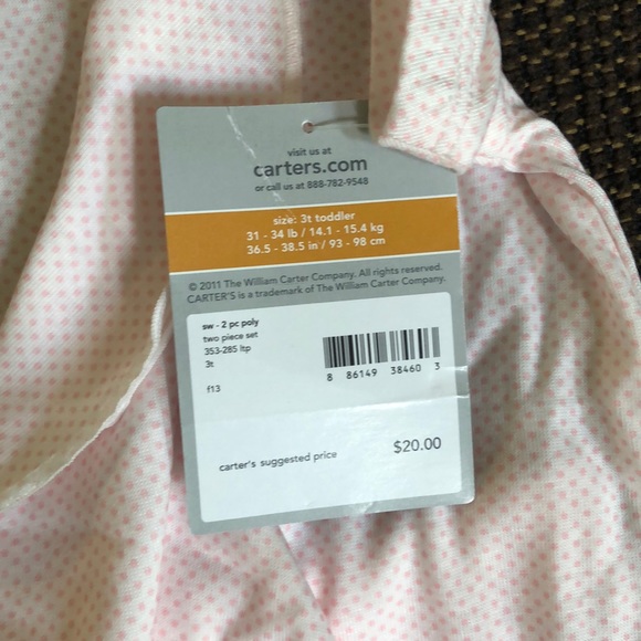 NWT Pink Polkadots Carter’s Sleepwear set 3T - Picture 5 of 6